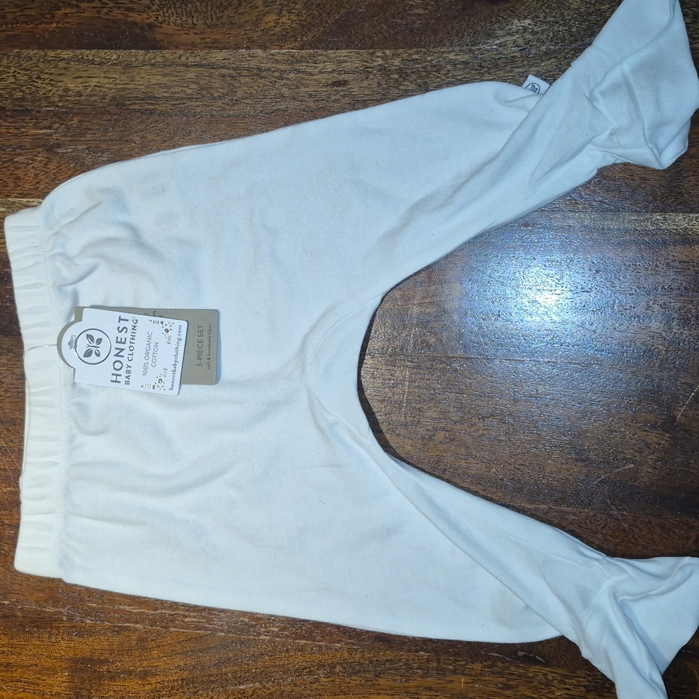 NWT Honest Baby White 100% ORGANIC Cotton Pants (3)
